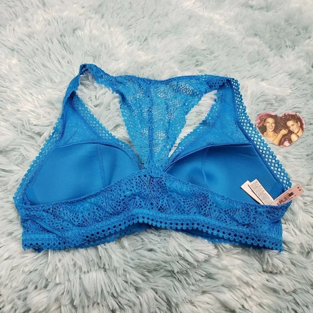 Victoria's Secrets Blue Crochet Lace Racerback Bralette Medium